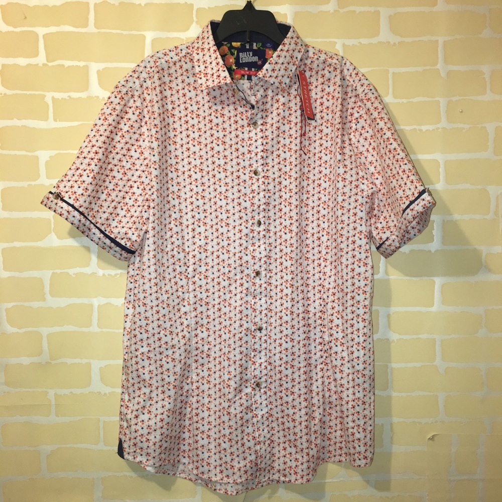 Billy London button up dress shirt floral xl NWT